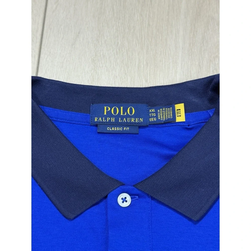 Polo Ralph Lauren Classic Fit Polo Shirt‎ Men's XXL Blue Colorblock NWT Cotton